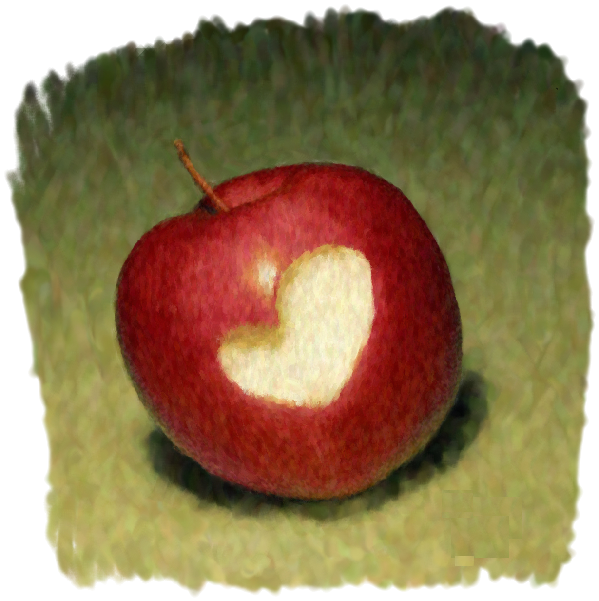 Bitten A Heart-shaped Apple - Apple (1255x1264)