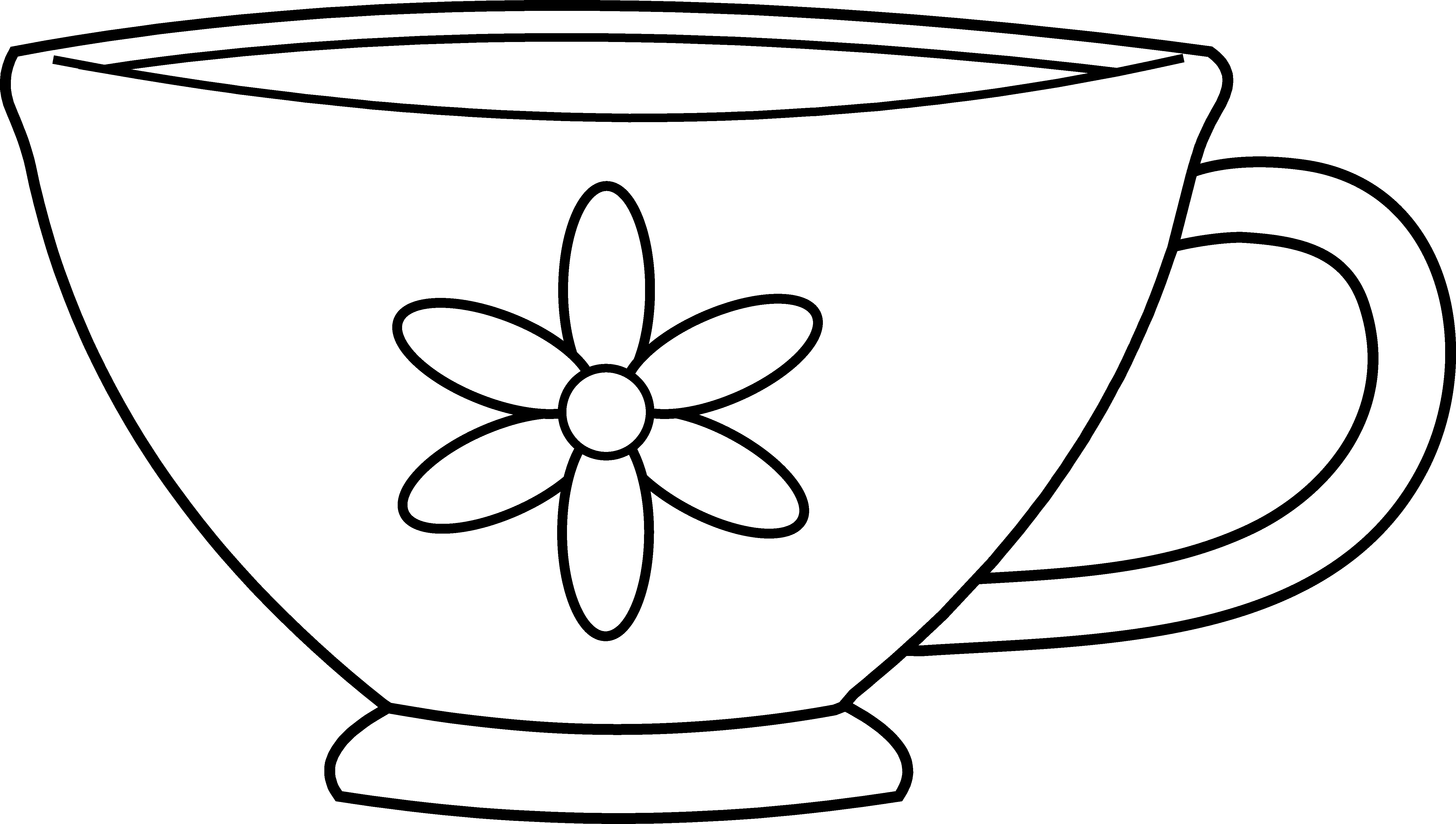 Drawn Tea Cup Clip Art - Tea Cup Coloring Page (5616x3178)