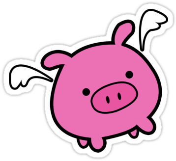 Cute Pink Flying Pig - Pig Flying Cartoon Cute (375x360)