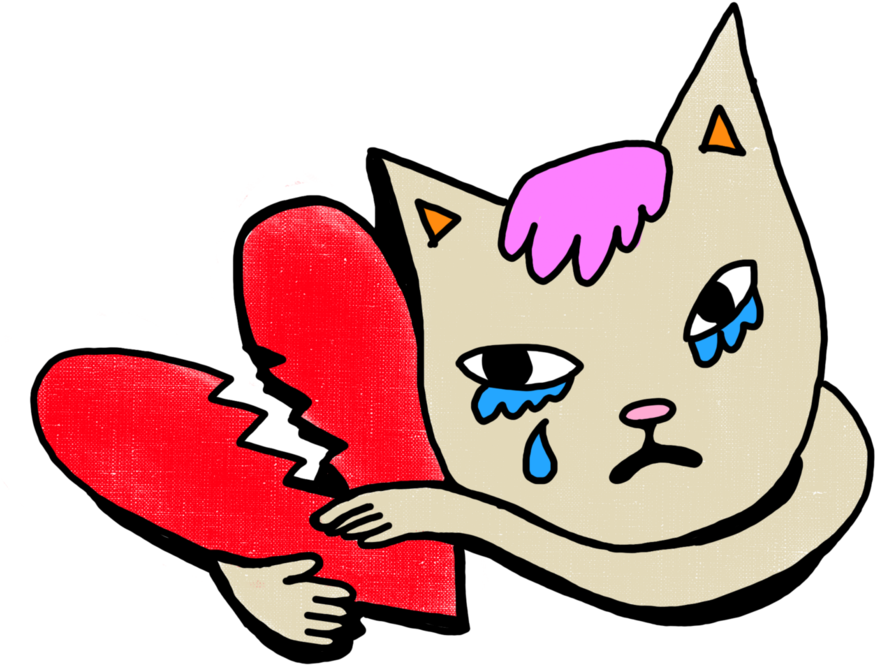 Heart Broken Cat Transparent Overlay By Mcjjang - Cat With A Broken Heart (894x894)
