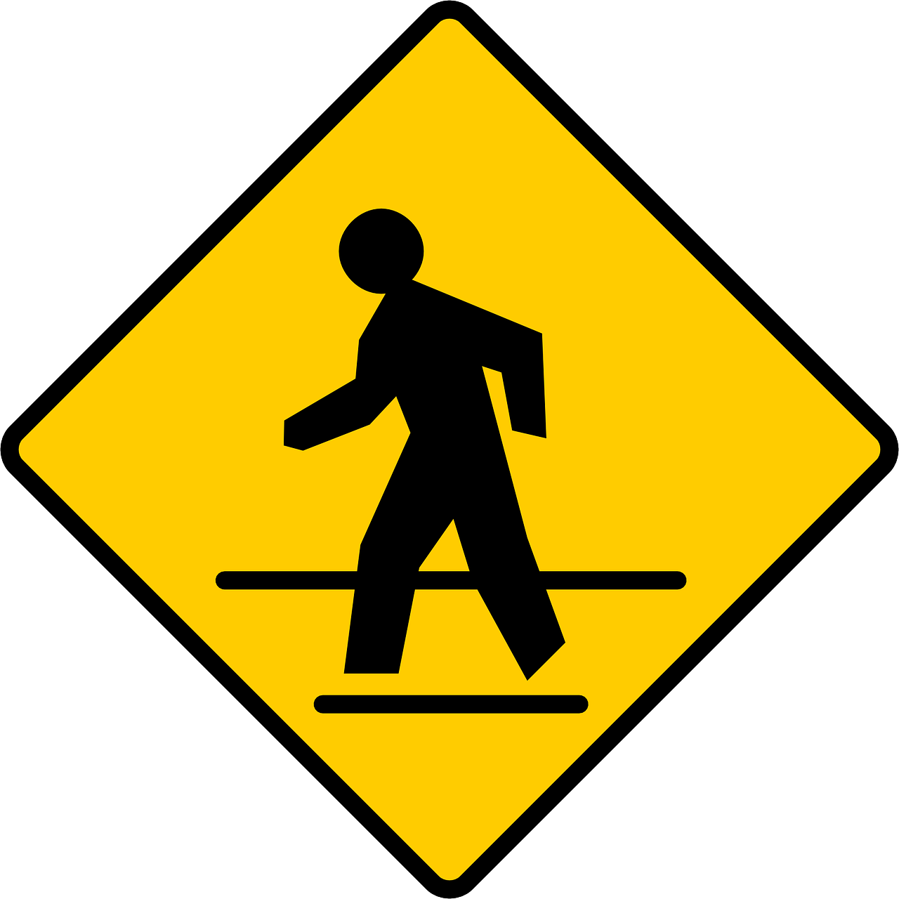 Pedestrian Sign Clip Art At Clker - Curvy Road Sign (1280x1280)