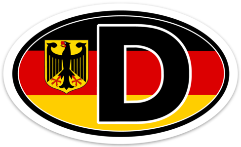 D For Deutschland Vinyl Decal Euro Oval Sticker (3" - German Coat Of Arms (488x298)