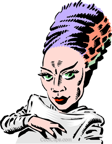 Cartoon Bride Of Frankenstein Royalty Free Vector Clip - Clip Art (375x480)
