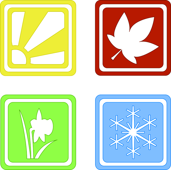 Project 333 And Four Seasons Of Clothes - Spring Summer Autumn Winter Symbols (722x720)