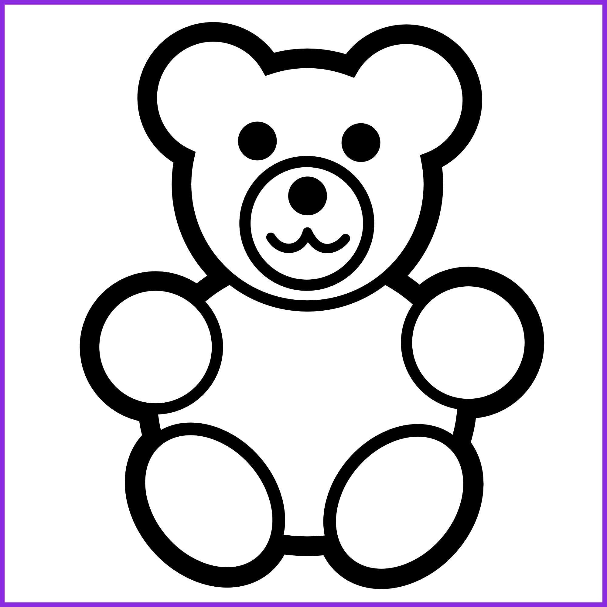 Inspiring For U Baby Toys Clipart Black And White Clip - Teddy Bear Coloring Page (1999x1999)