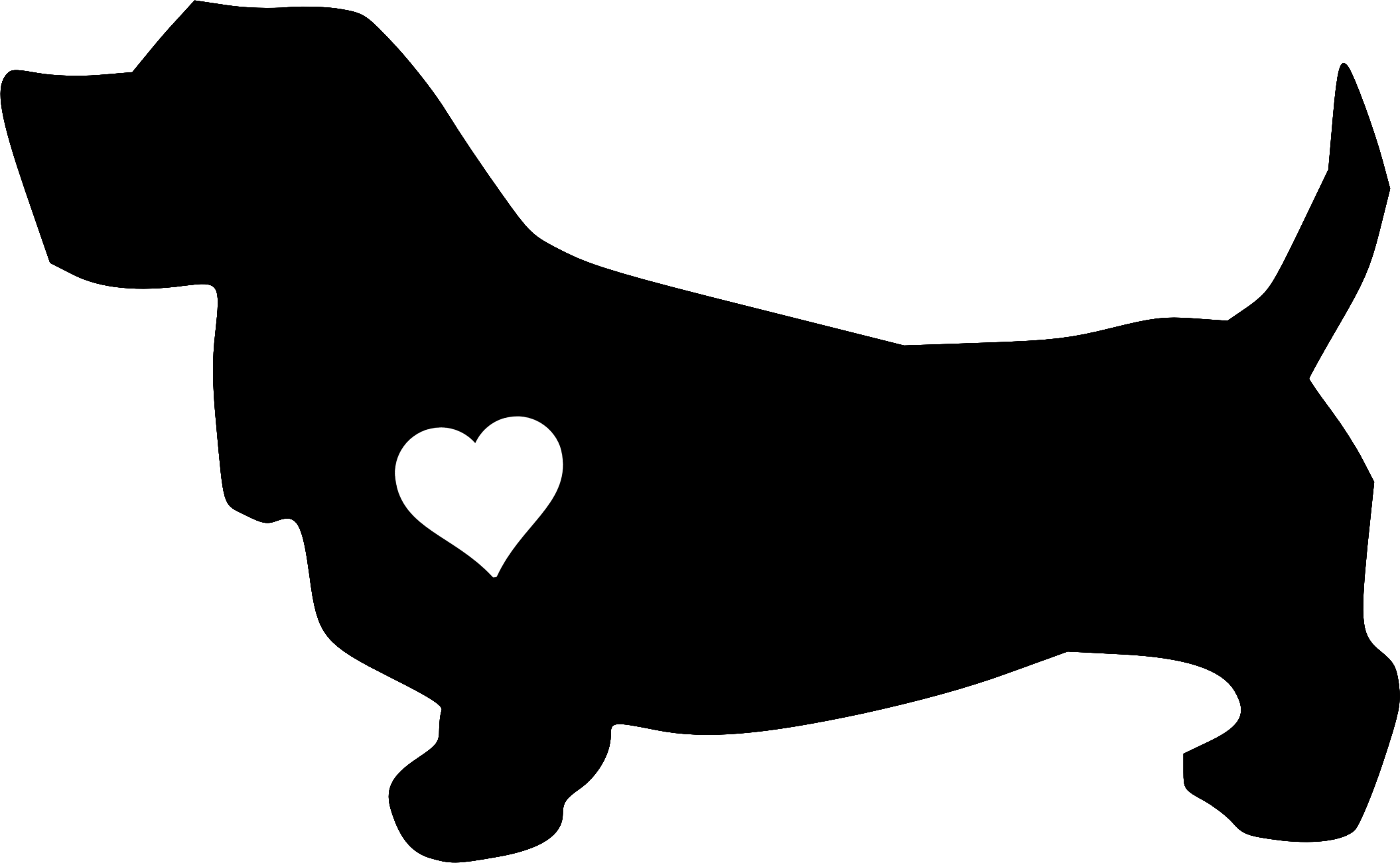 Basset Hound With Heart Png Clip Art - Clip Art (2110x1301)