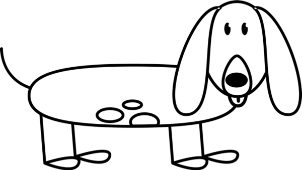 Dachshund With Spots Outline Stamp - Line Art (600x339)