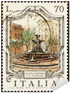 Postage Stamp Italy 1975 Piazza Fontana, Milan, Italy - Fuentes Monumentales De La Historia (400x400)