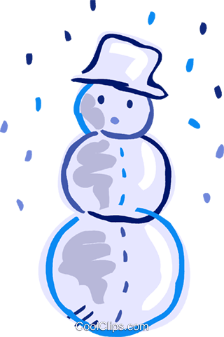 Snowman Wearing A Hat With Snow Falling Royalty Free - Clip Art (320x480)