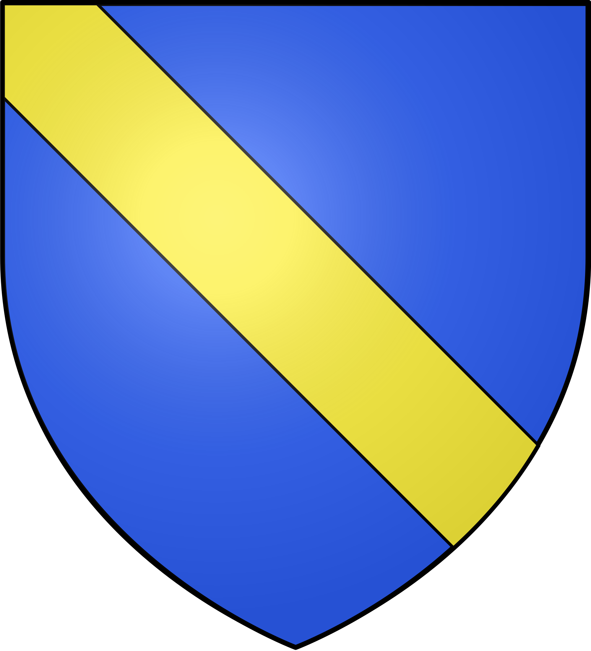 Azure, A Bend Or, Possibly The Most Famous Bend In - Bend Coat Of Arms (2000x2203)