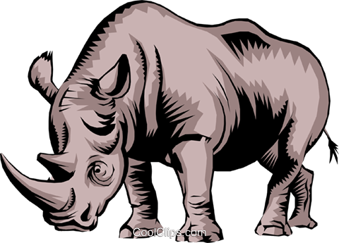 Rhinoceros Royalty Free Vector Clip Art Illustration - Rinoceronte Vetor Png (480x345)