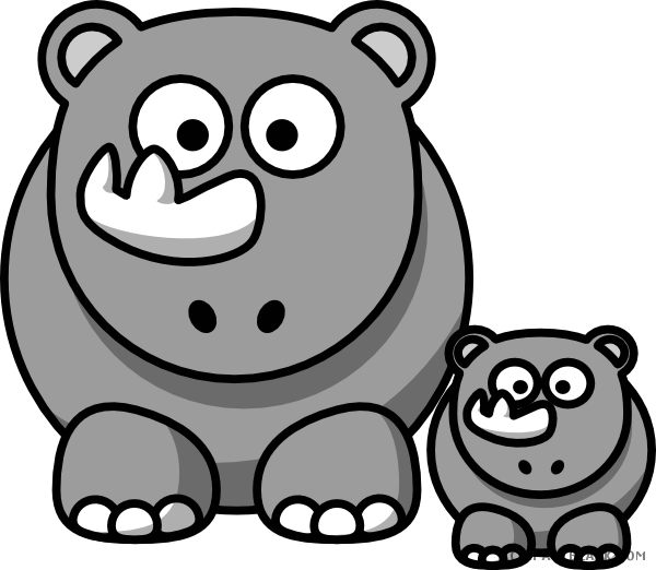 Rhino Animal Free Black White Clipart Images Clipartblack - Rhino Clipart (600x522)