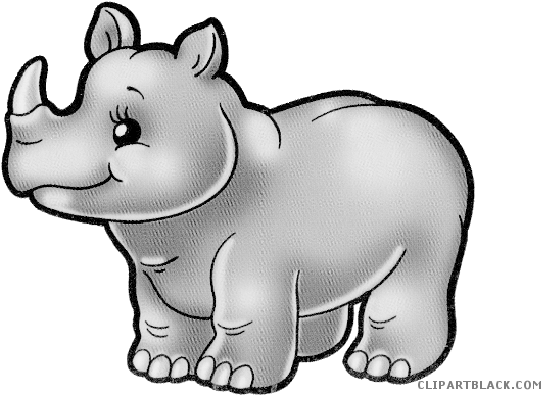 Rhino Animal Free Black White Clipart Images Clipartblack - Blue Rhino Cartoon Png (600x400)