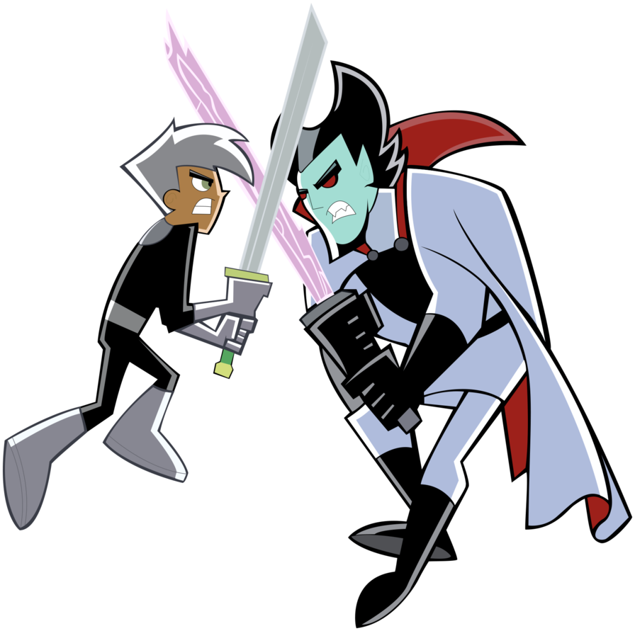 Sword Fighting Like A Ninja By Everay - Danny Phantom And Plasmius (896x891)