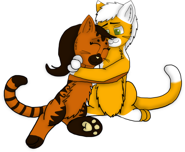 Goldpelt And Flameline Hugging By Faithleafcat On Clipart - Cartoon (1024x640)