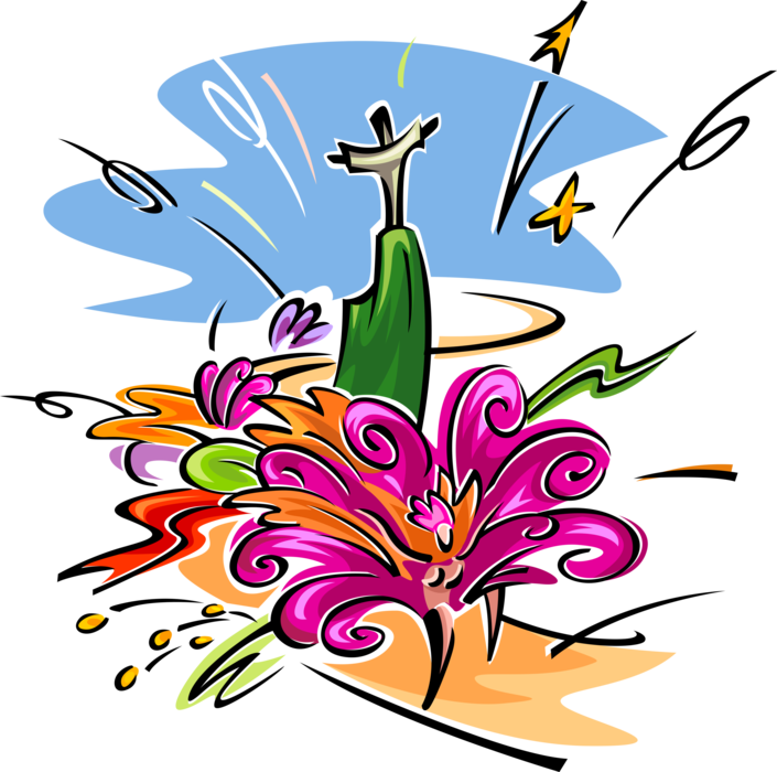 Vector Illustration Of Christ The Redeemer In Rio De - Clip Art (705x700)