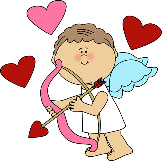 Cute Cupid Cliparts - Valentines Day Clipart Cupid (550x545)
