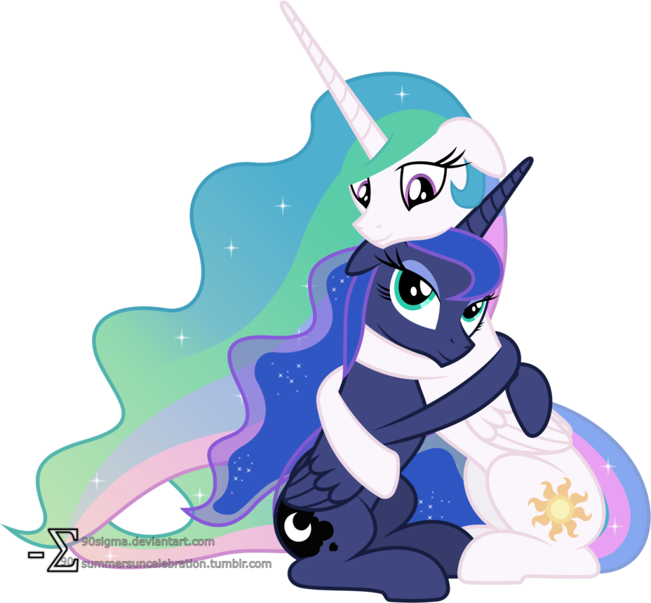 Taking Care Of The Moon - Luna And Celestia Love (928x860)