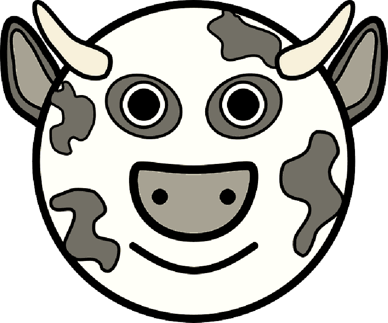 Head, Simple, Face, Circle, Barn, Farm, Cow, Horns - Cartoon Cow Head (800x666)