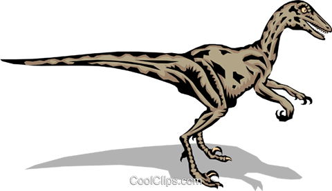 Raptor Royalty Free Vector Clip Art Illustration - Little Raptor Dinosaur (480x277)