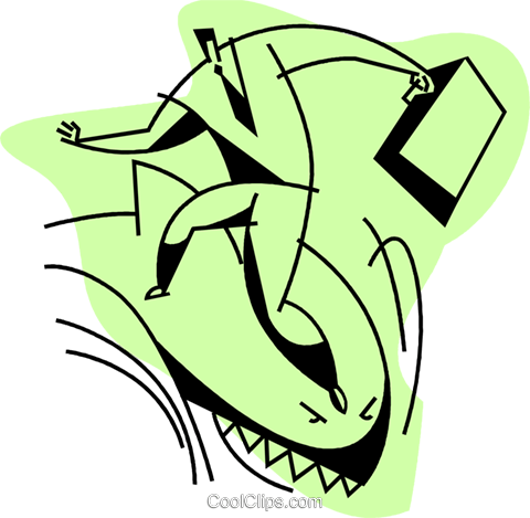 Businessman Surfing On A Shark Royalty Free Vector - Businessman Surfing On A Shark Royalty Free Vector (480x469)