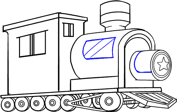 Drawn Railroad Rectangle Shape - Drawing Of A Train (678x600)