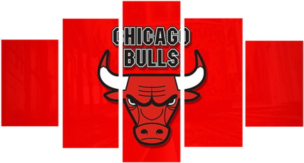 Hd Printed Chicago Bulls Logo Basketball 5 Pieces Canvas - Straw Hat Pirates Silhouette (480x300)