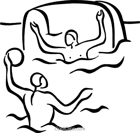 Water Polo Royalty Free Vector Clip Art Illustration - Waterpolo Clipart Black And White (480x455)