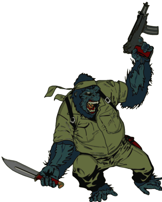 Gorilla Clipart Black And White Bclipart Free Clipart - Gorilla Soldier Png (560x700)