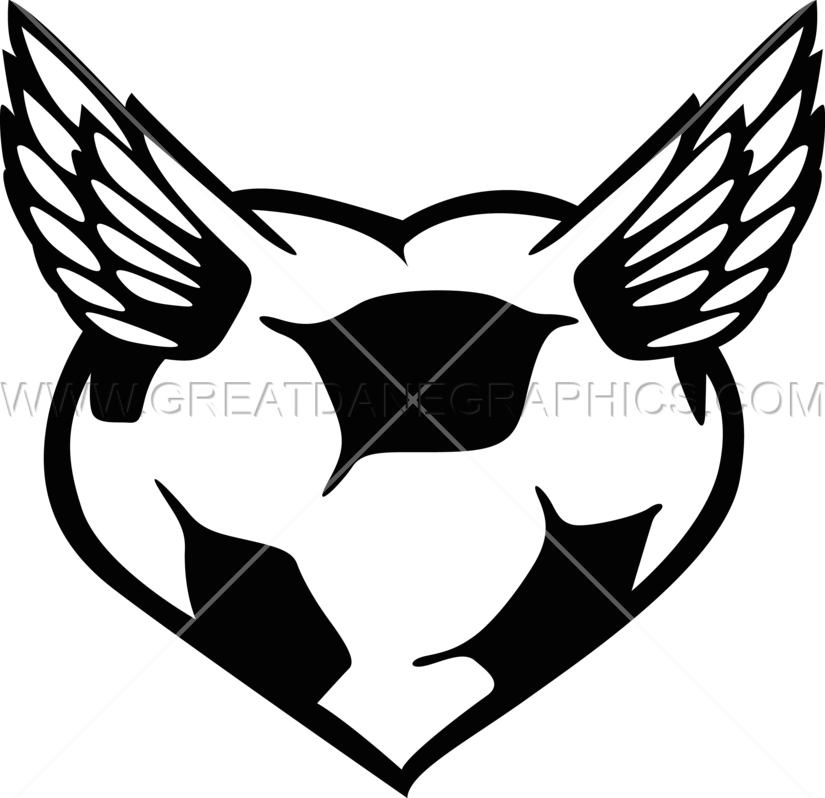 Heart Winged Soccer Ball - Printed T-shirt (825x798)