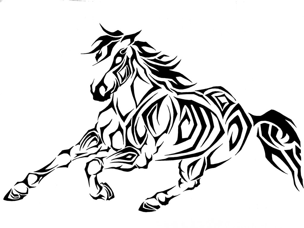 Barrel Horse Tribal Art Cutout By Lovehorseslove1 On - Sticker (1024x768)