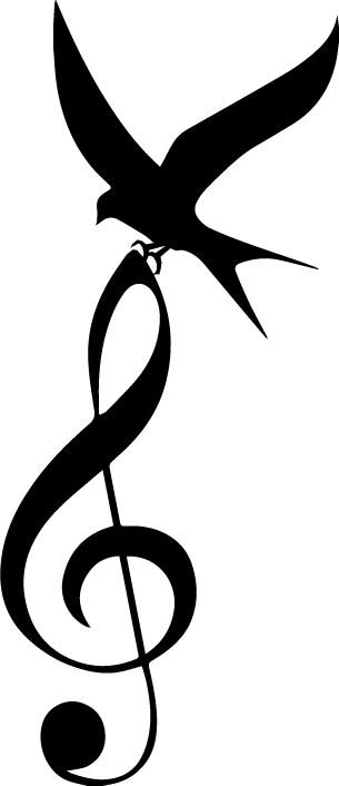 The Famous Mockingbird Bird And Music - Treble Clef (305x706)