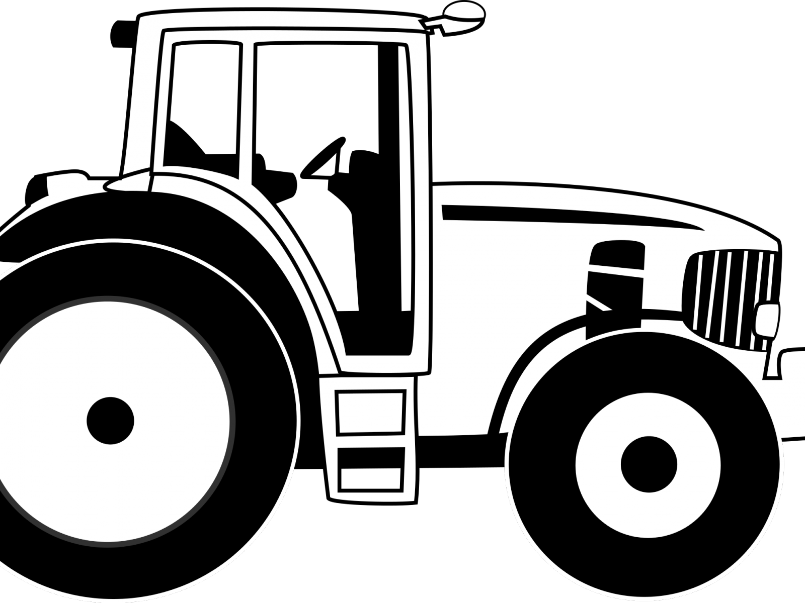 Black And White Tractor Clip Art (1600x1200)