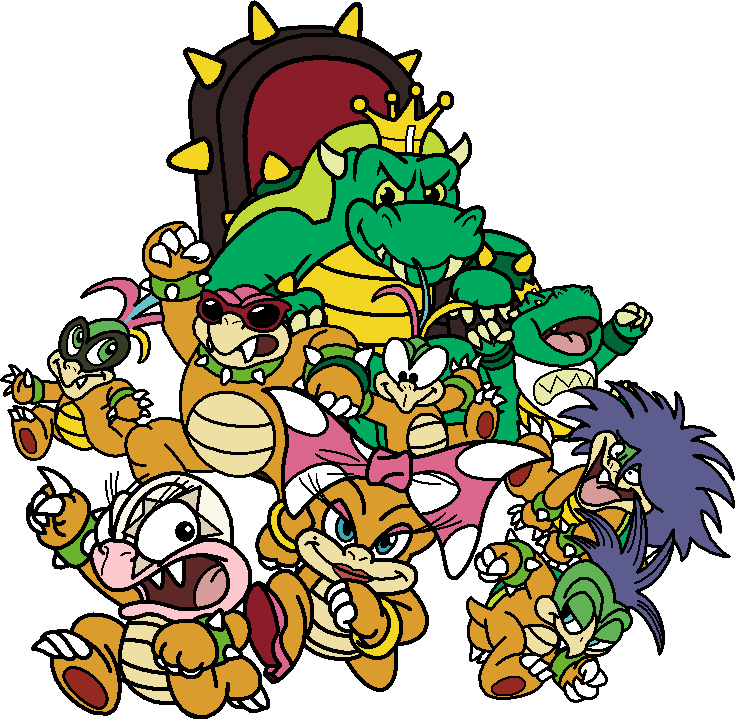 King Koopa And The Koopa Kids By Blistinaorgin - Super Mario Bros King Koopa (735x719)