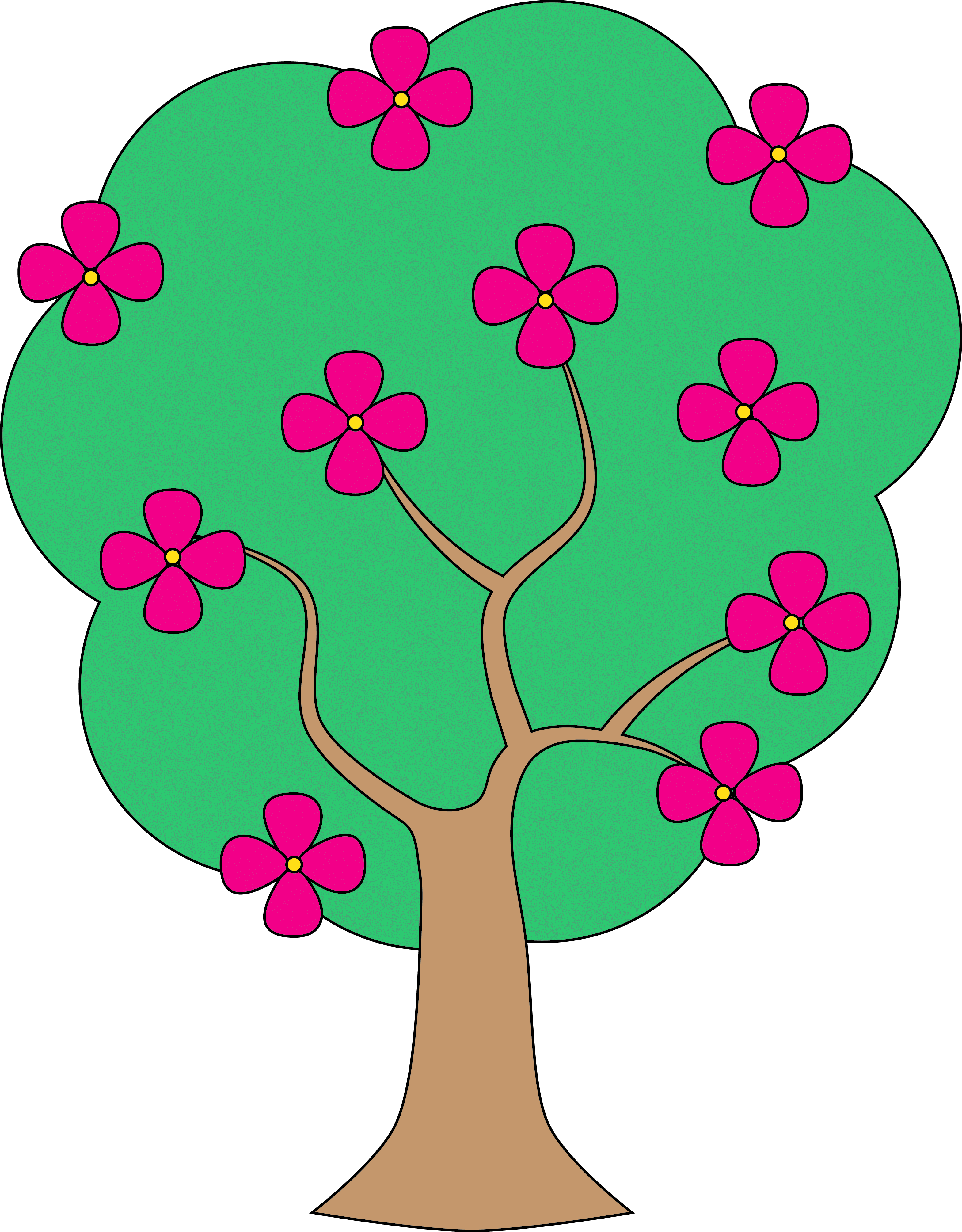 Clipart Of Apple Blossom Tree - Clip Art Tree With Flowers (3139x4019)