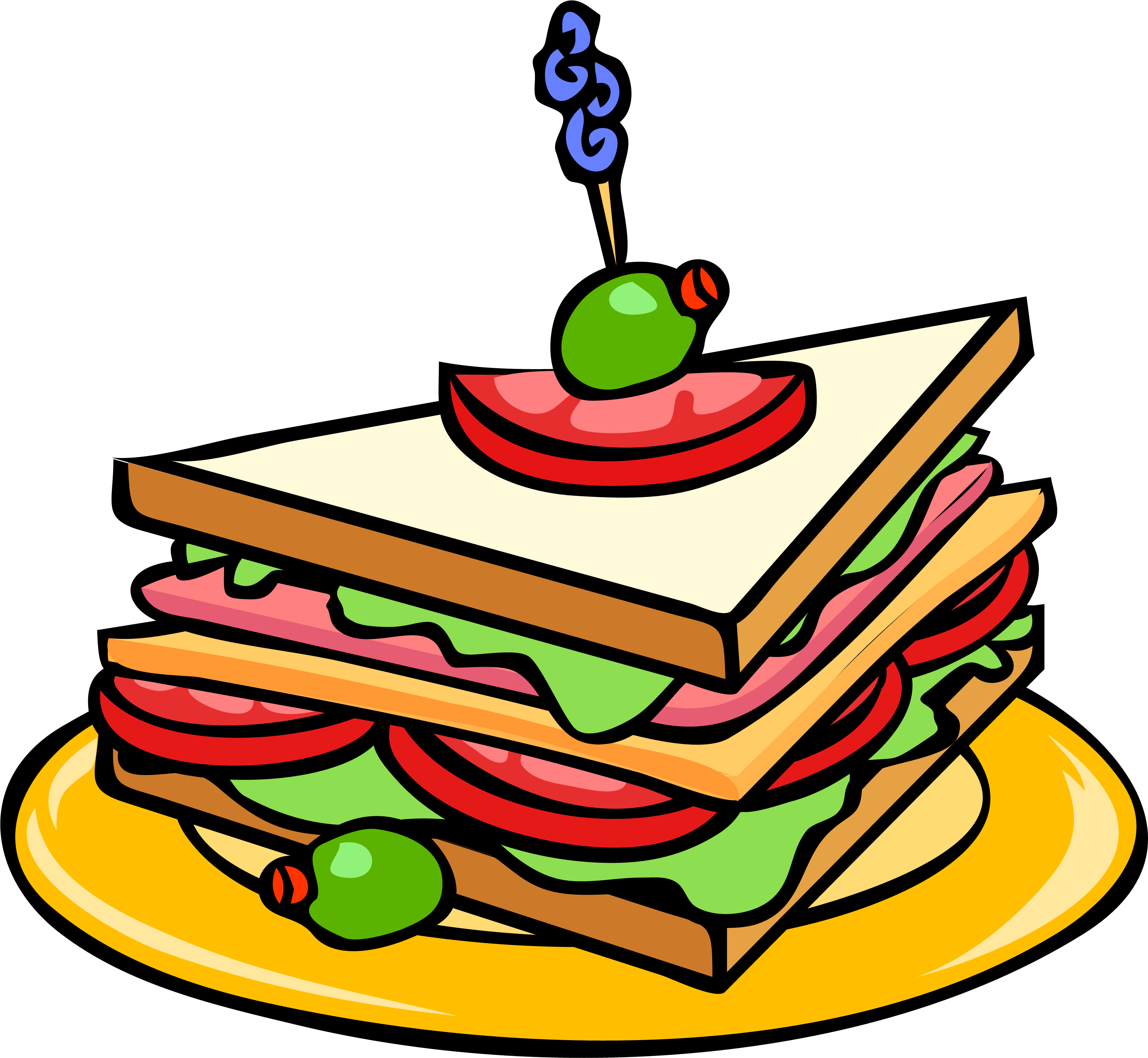 Pasta Clipart Free - Club Sandwich Clipart (3539x3256)