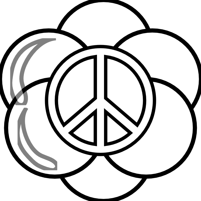 Peace Symbol Peace Sign Flower 13 Black White Line - Love Soccer Coloring Pages (777x777)