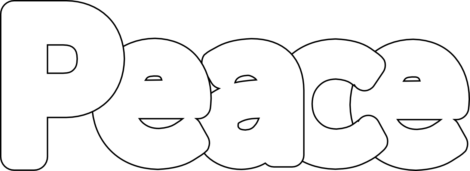 Peace Sign Coloring Pages - Peace Word Png (1563x568)