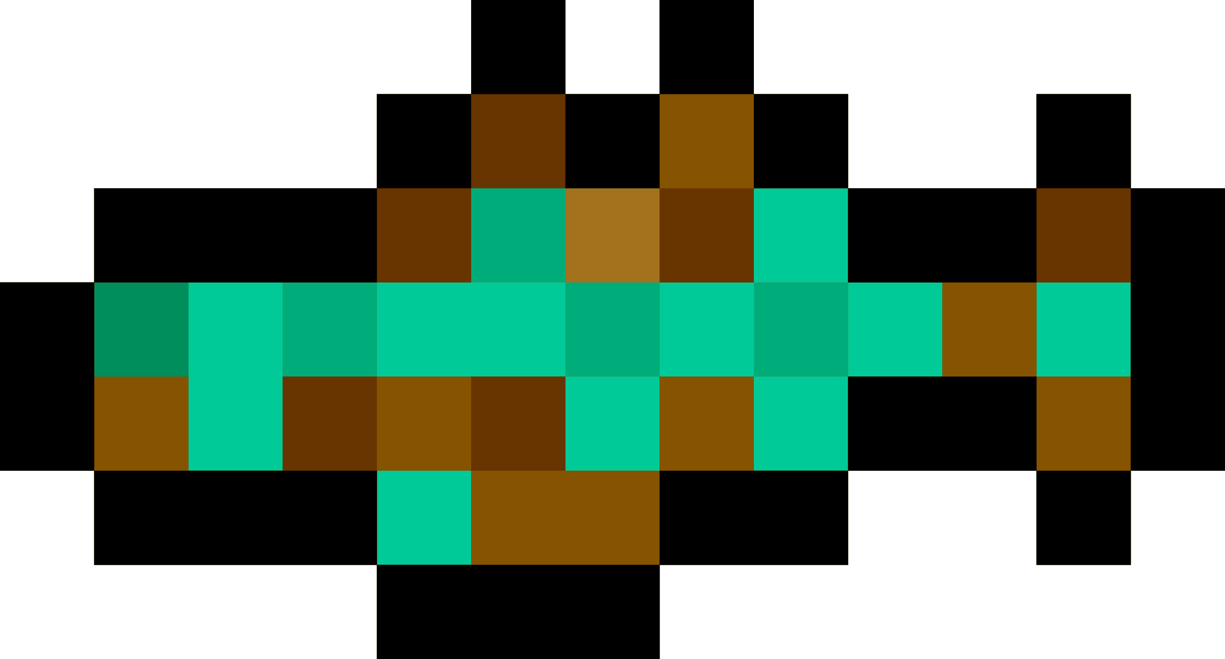 Trout Fish - Pixel Fish Png (2400x1292)