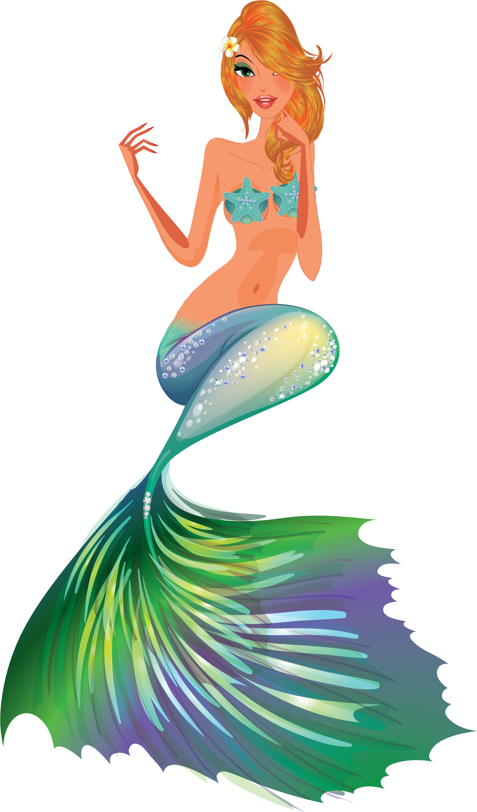 Mermaid Clip Art And Digital Paper, Fantasy Mermaid - Sticker (1877x2959)