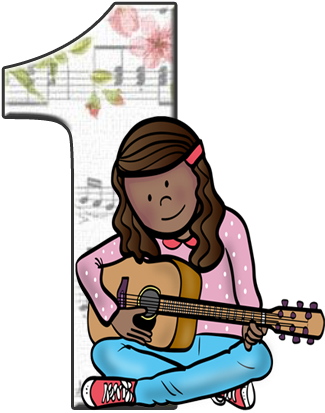 Teen Kids Playing Guitar Clip Art Features 6 Items - Cartoon (347x457)