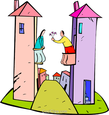 People On Balconies Royalty Free Vector Clip Art Illustration - People On Balconies Royalty Free Vector Clip Art Illustration (455x480)