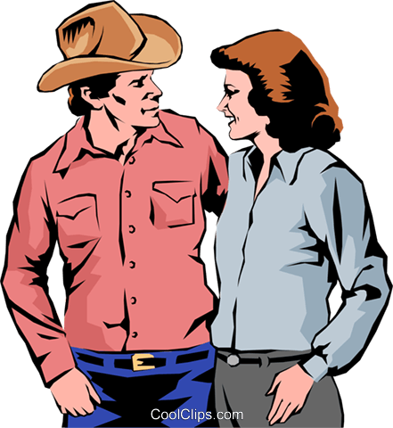 Western Man & Woman Royalty Free Vector Clip Art Illustration - Illustration (441x480)