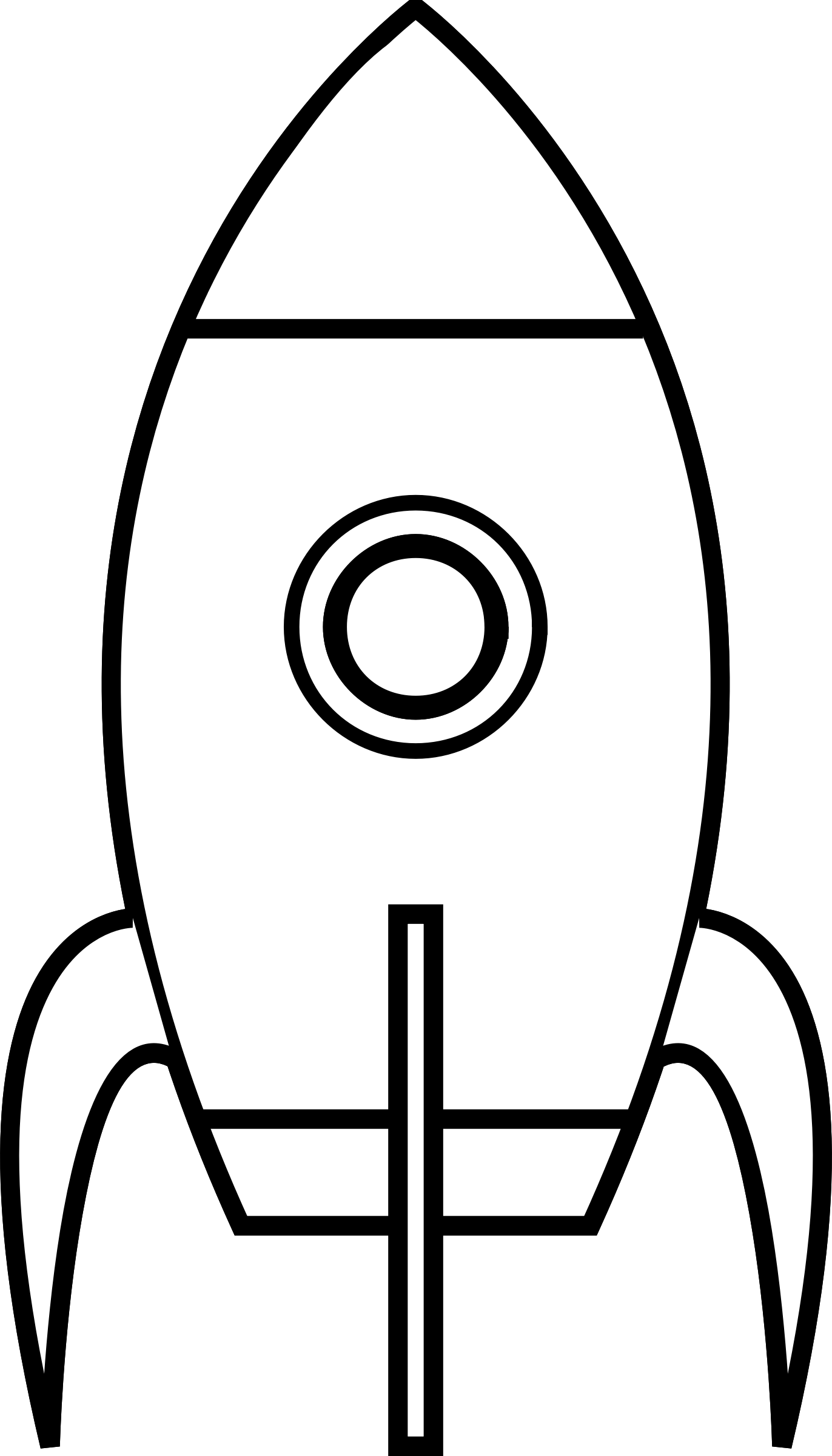 Monochrome Clipart Rocket - Rocket Cartoon Black And White (1372x2400)