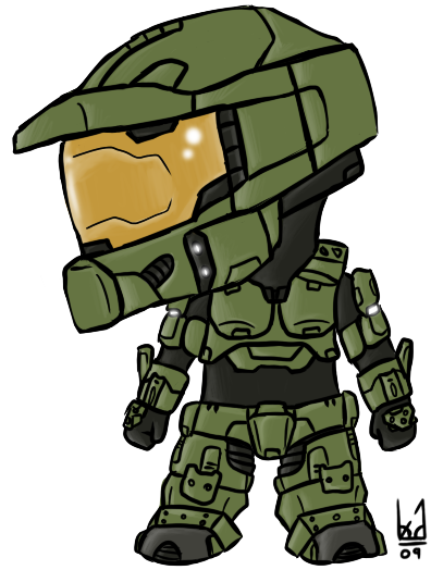 Master Chief Chibi By Blue - Cartoon Halo Master Chief (584x590)