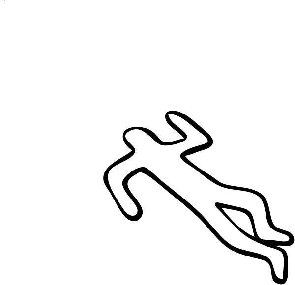 Dead Man Clip Art - Crime Scene Body Outline (600x580)