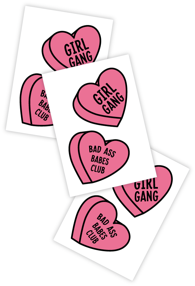 Girl Gang And Bad Ass Babes Club Pink Hearts Temporary - Heart (810x1080)