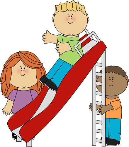Children At Play Clip Art Kids Playing On A Slide Clip - Outdoor Play Clip Art (440x500)