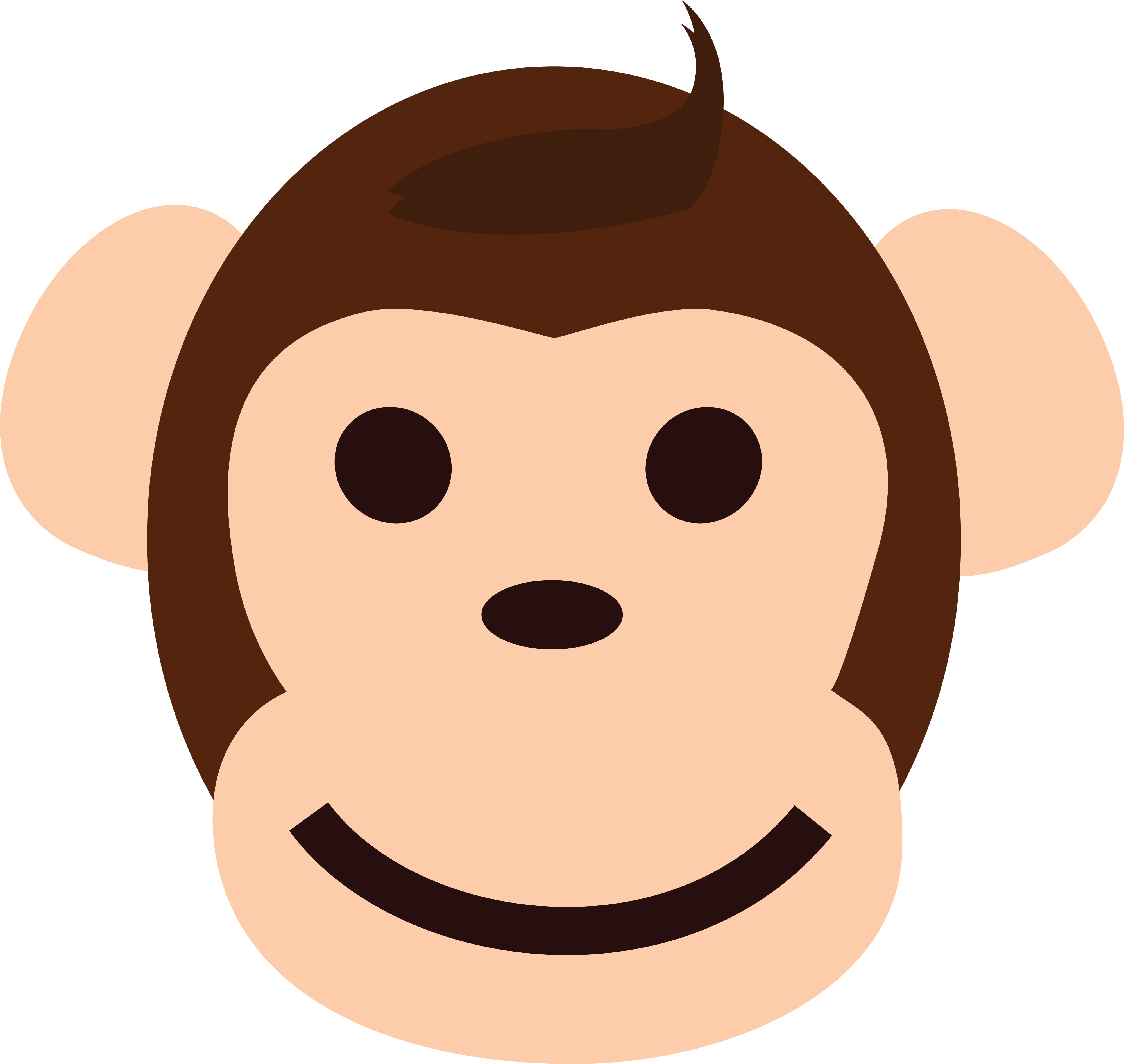 Free Clipart Of A Happy Monkey Face - Monkey Face Clipart (4000x3786)
