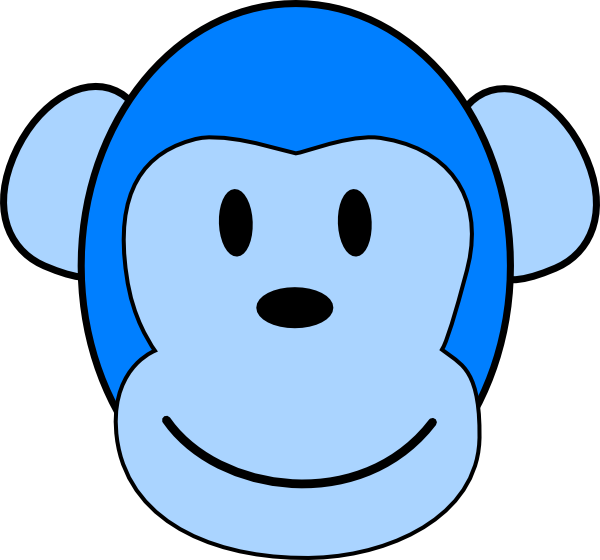Very Blue Monkey Clip Art - Monkey Clip Art (600x560)